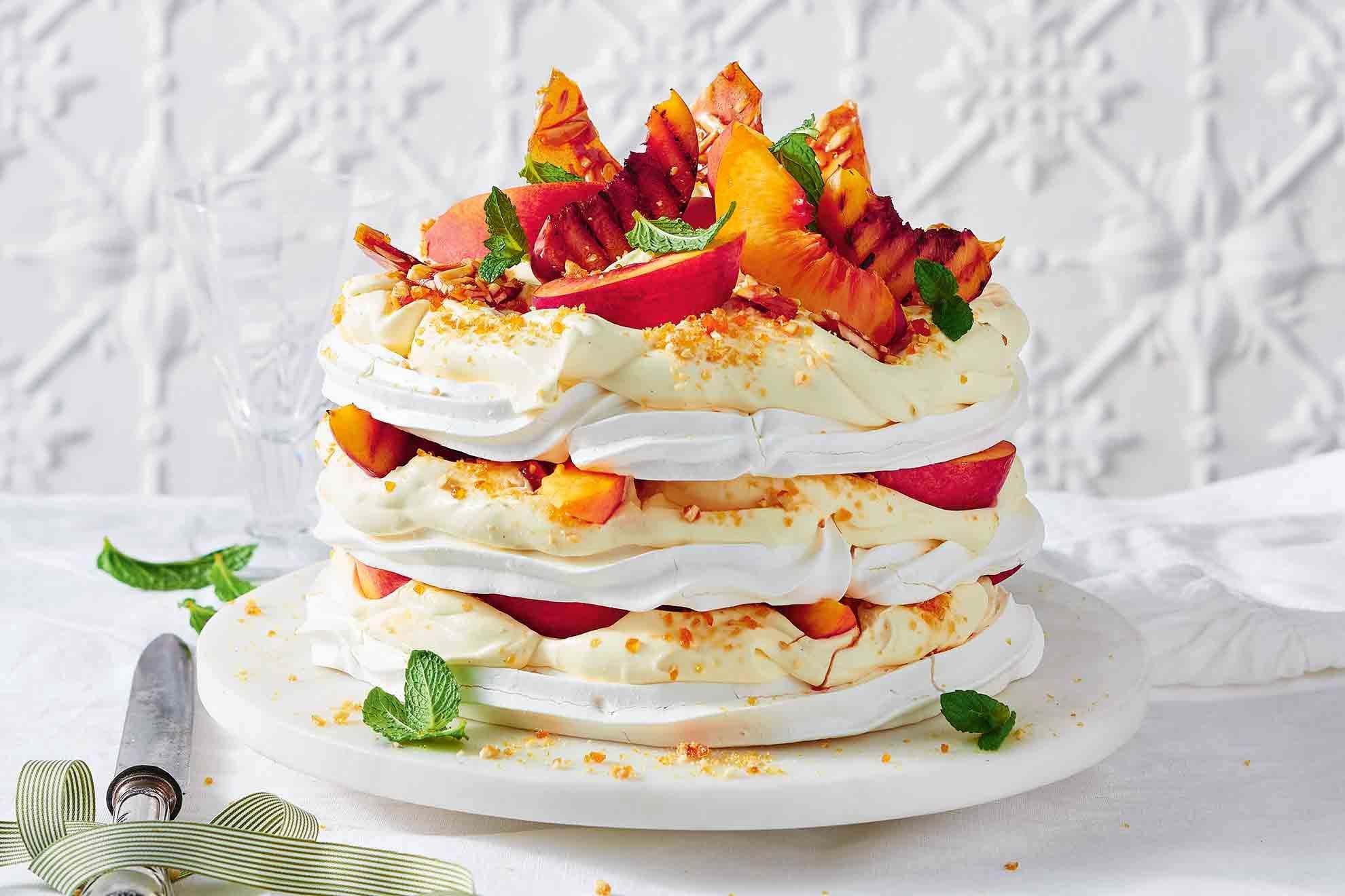 creamy honey pavlova