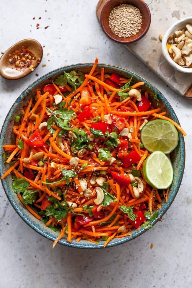 Recipe For Chicken, Red Cabbage, and Carrot Salad With Soy-Lime Dressing