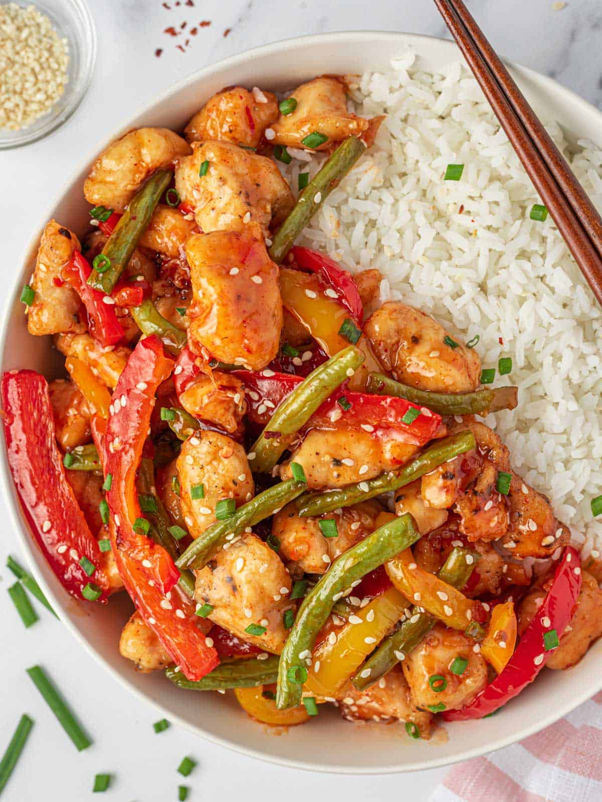 Sweet Chili Chicken Stir Fry Bowls