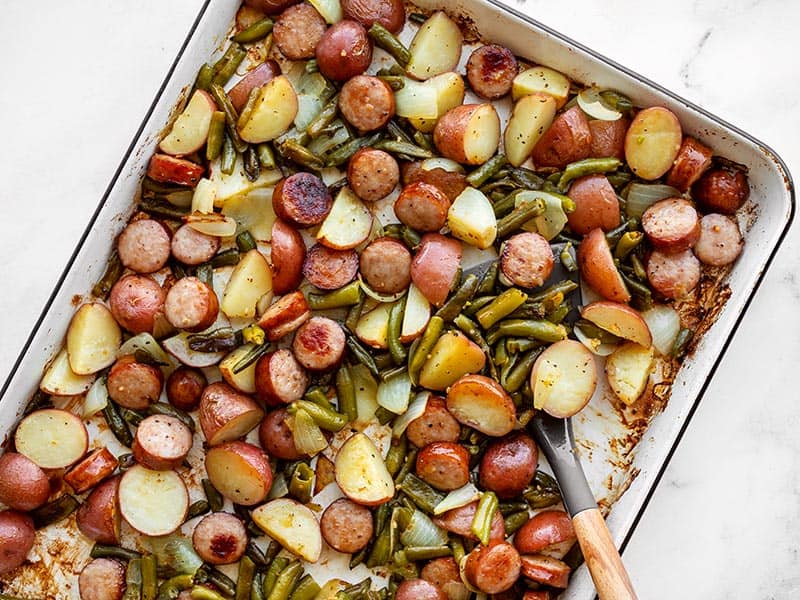 Sheet Pan Kielbasa Potatoes and Green Beans Recipe